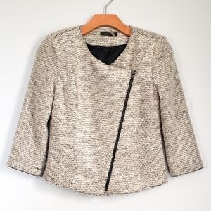 THML Asymmetrical Zip Tweed Blazer Jacket XS